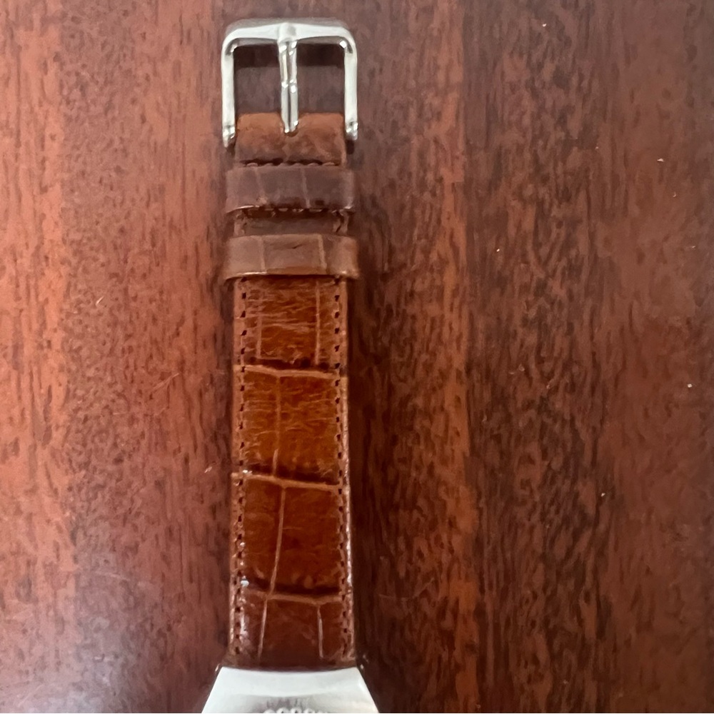 DMQ Diamonique Watch Brown Leather strap Silver Tone Jeweled QVC - Picture 7 of 14